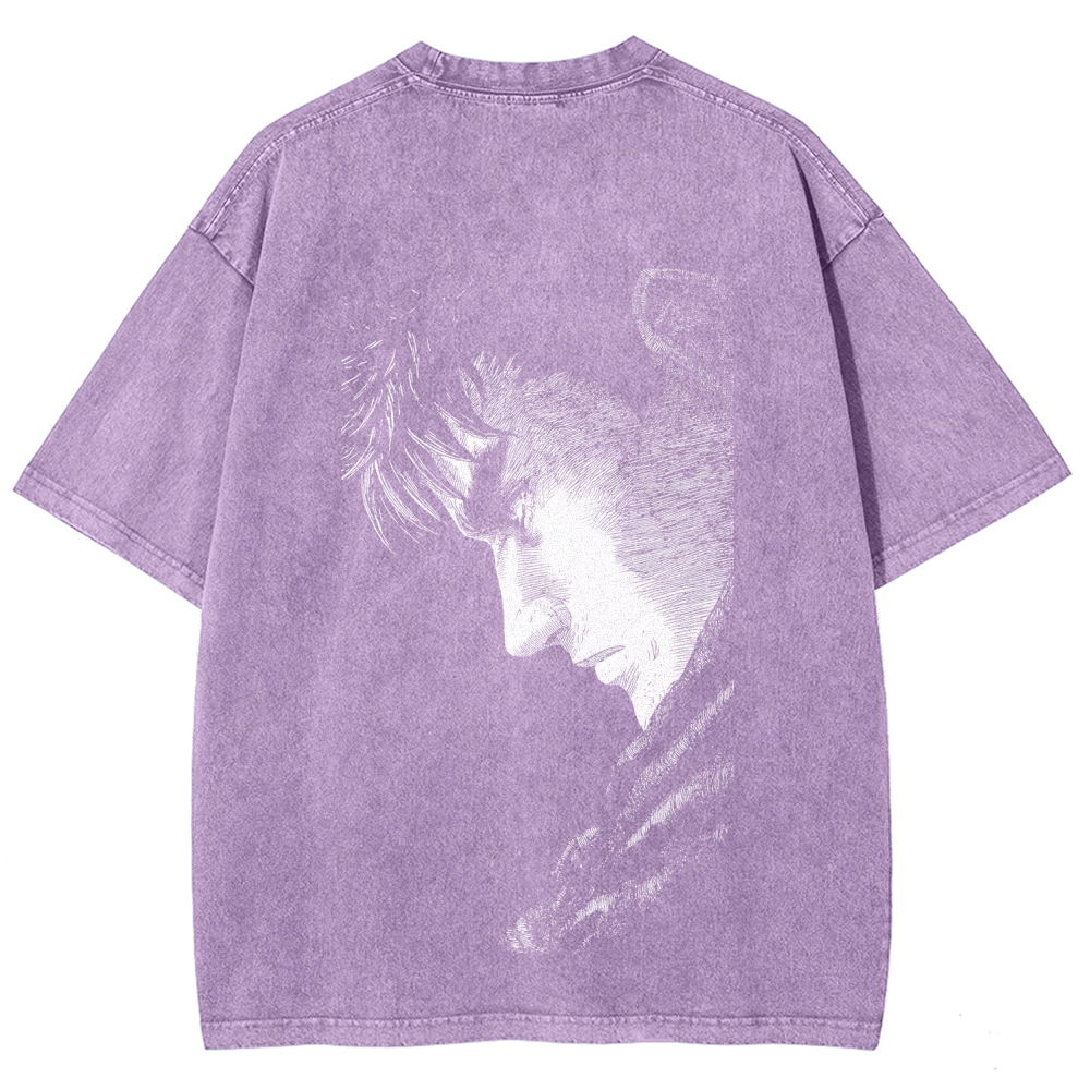 Berserk Guts Anime Acid Wash Oversize T-Shirt 2509021333