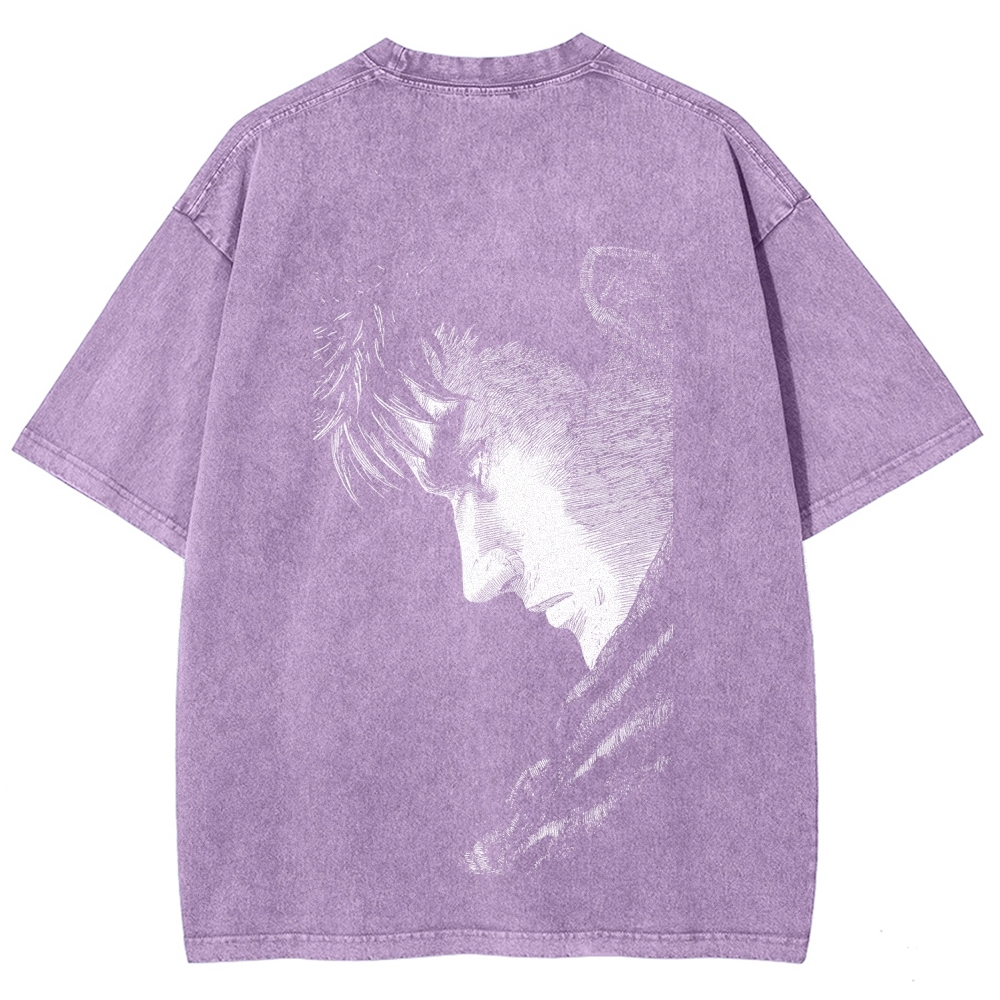 Berserk Guts Anime Acid Wash Oversize T-Shirt 2509021333