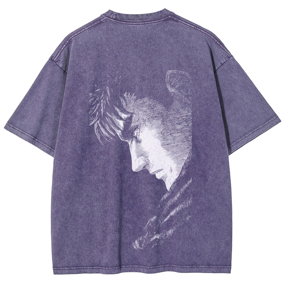 Berserk Guts Anime Acid Wash Oversize T-Shirt 2509021333