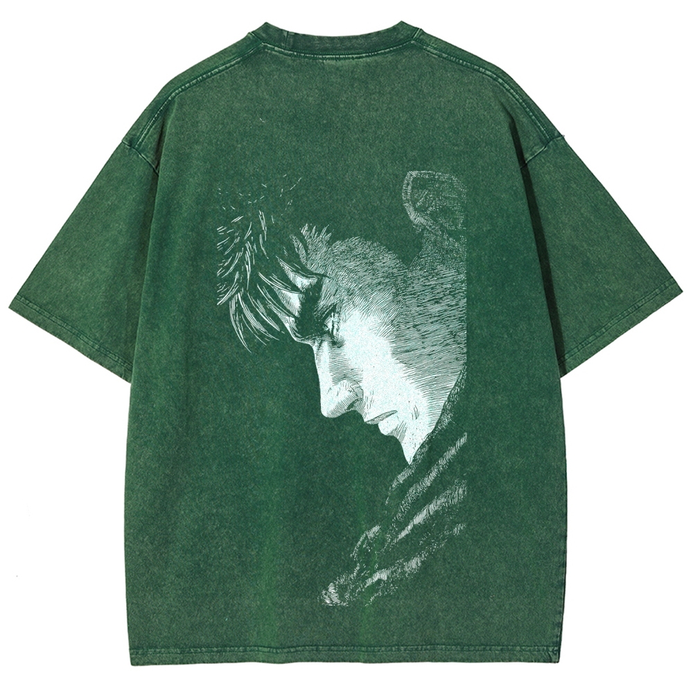 Berserk Guts Anime Acid Wash Oversize T-Shirt 2509021333