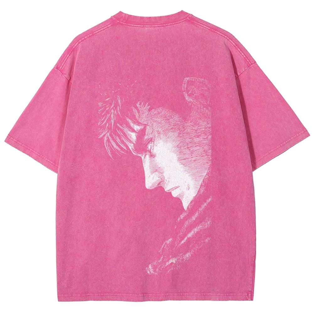 Berserk Guts Anime Acid Wash Oversize T-Shirt 2509021333