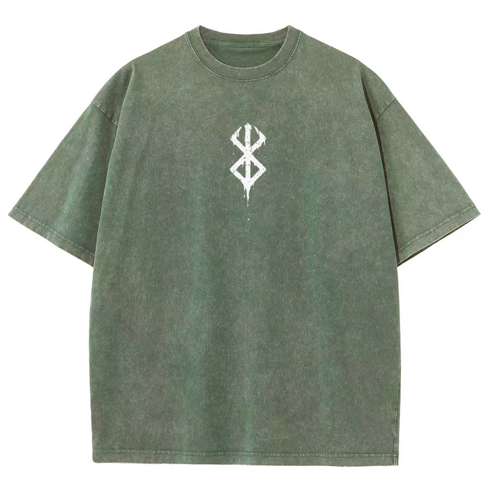 Berserk Guts Anime Acid Wash Oversize T-Shirt 2509021338