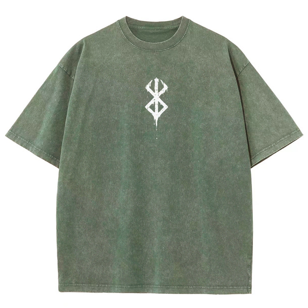 Berserk Guts Anime Acid Wash Oversize T-Shirt 2509021338