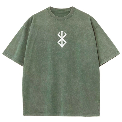 Berserk Guts Anime Acid Wash Oversize T-Shirt 2509021338