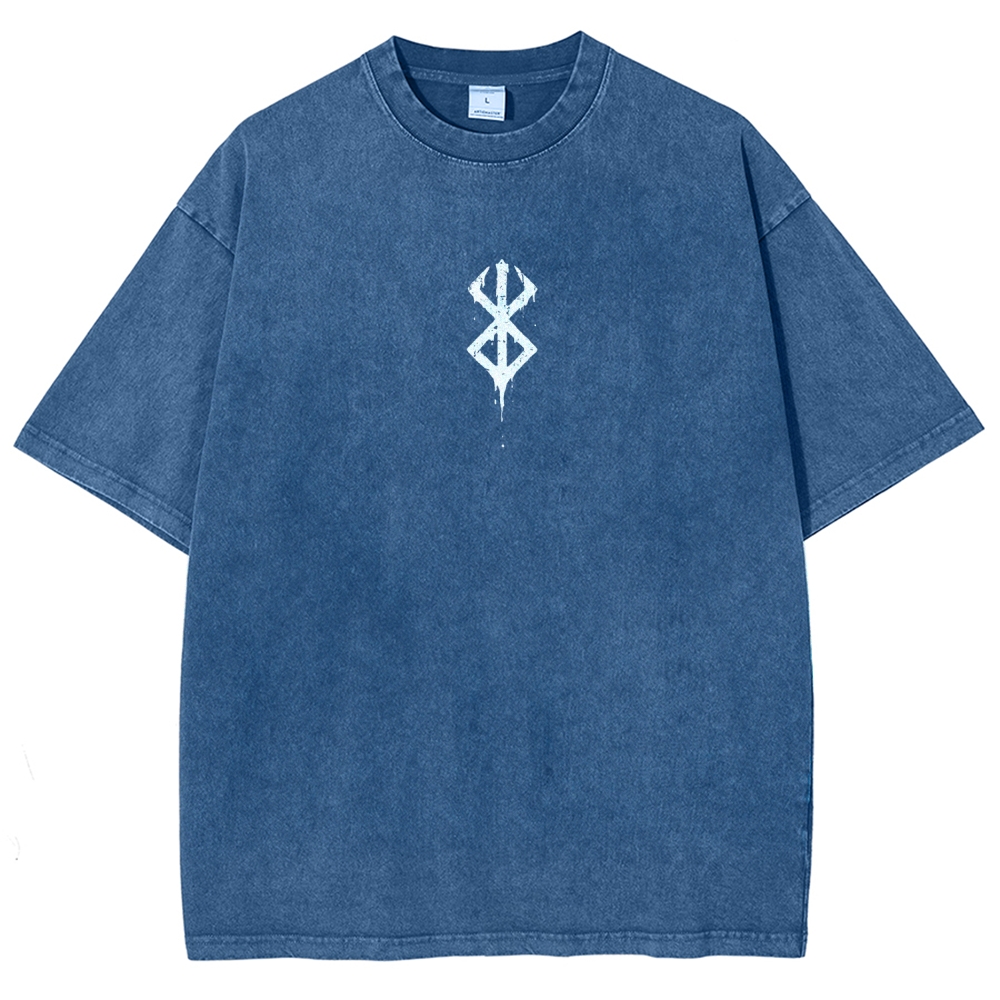 Berserk Guts Anime Acid Wash Oversize T-Shirt 2509021343