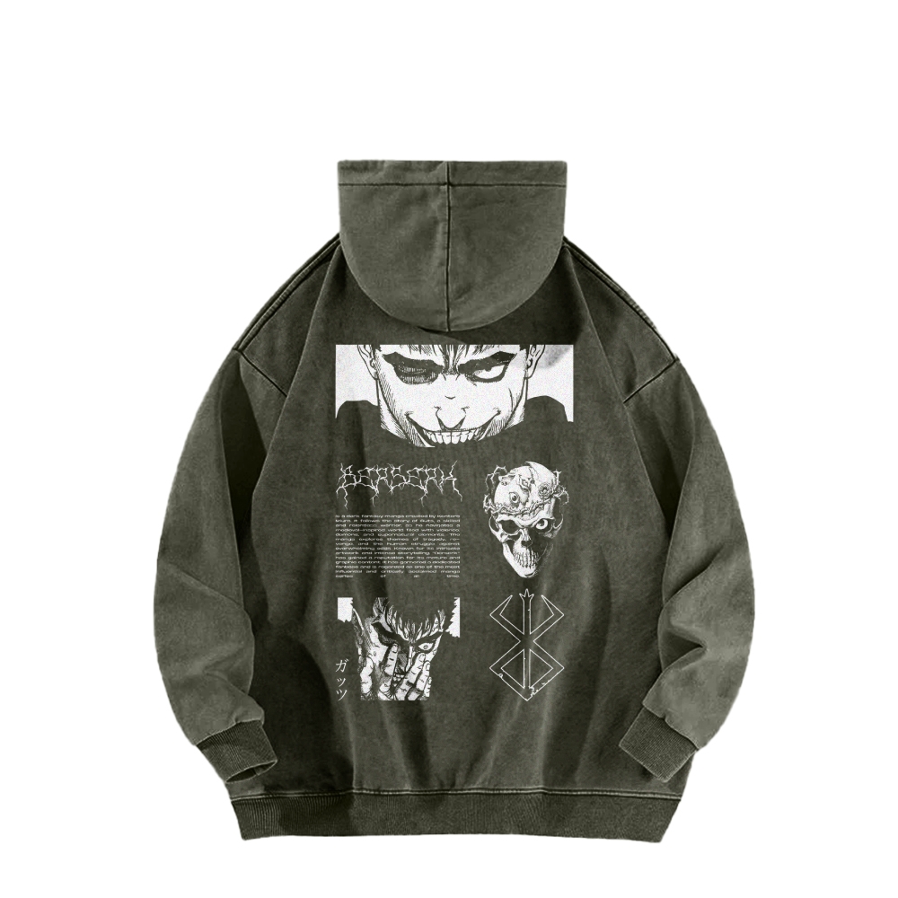 Berserk Casual Washed Hoodie 2509021405