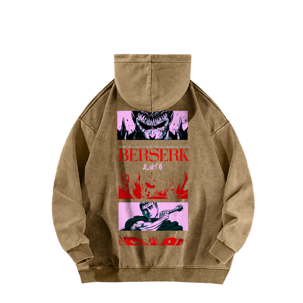Berserk Casual Washed Hoodie 2509021410