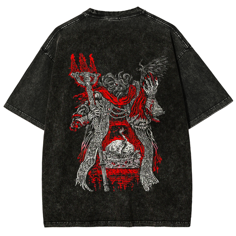 Elden Ring Mohg Lord of Blood Double Printed Unisex Acid Washed T-Shirt