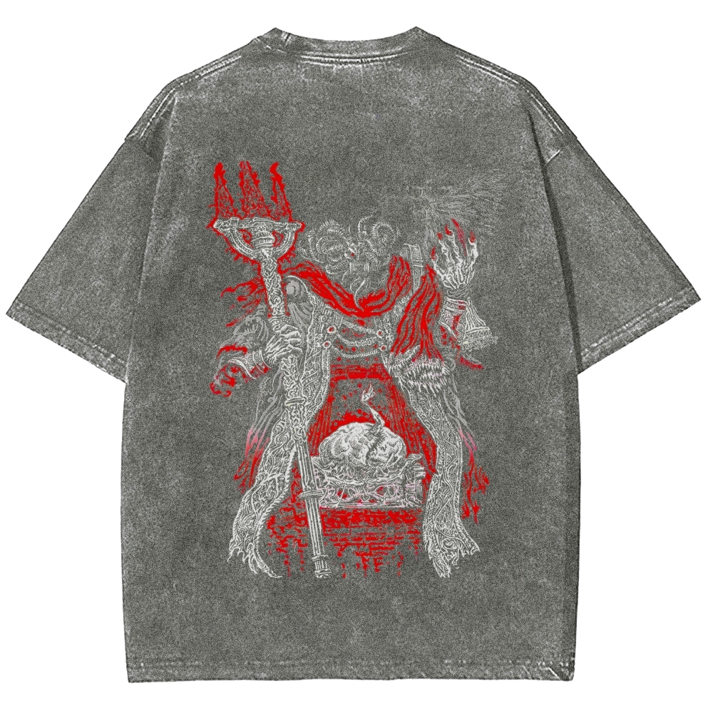 Elden Ring Mohg Lord of Blood Double Printed Unisex Acid Washed T-Shirt