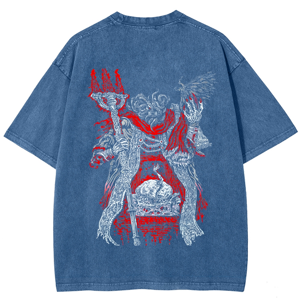 Elden Ring Mohg Lord of Blood Double Printed Unisex Acid Washed T-Shirt