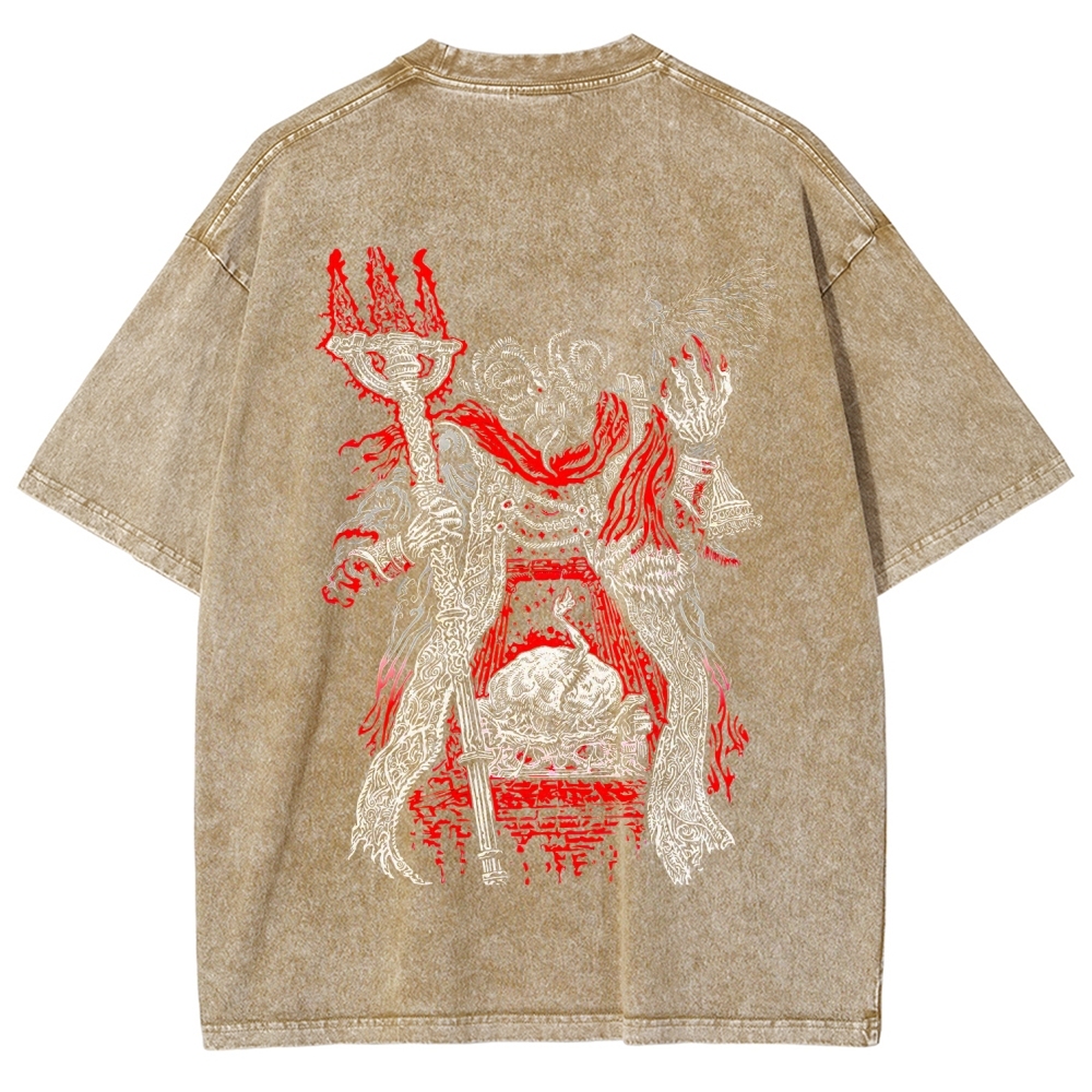 Elden Ring Mohg Lord of Blood Double Printed Unisex Acid Washed T-Shirt