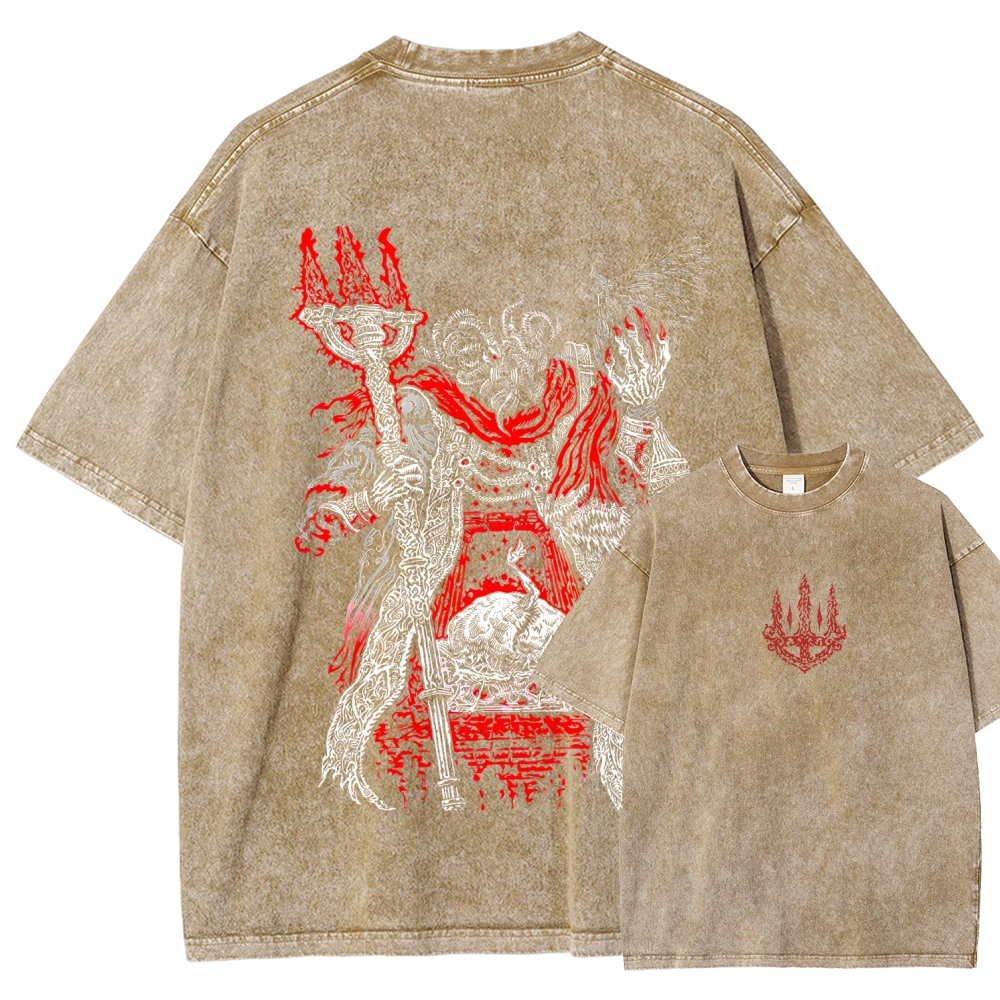 Elden Ring Mohg Lord of Blood Double Printed Unisex Acid Washed T-Shirt