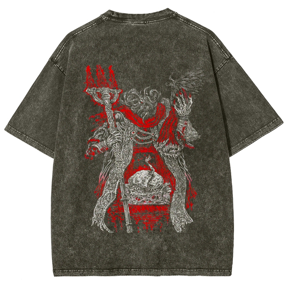 Elden Ring Mohg Lord of Blood Double Printed Unisex Acid Washed T-Shirt