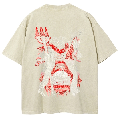 Elden Ring Mohg Lord of Blood Double Printed Unisex Acid Washed T-Shirt