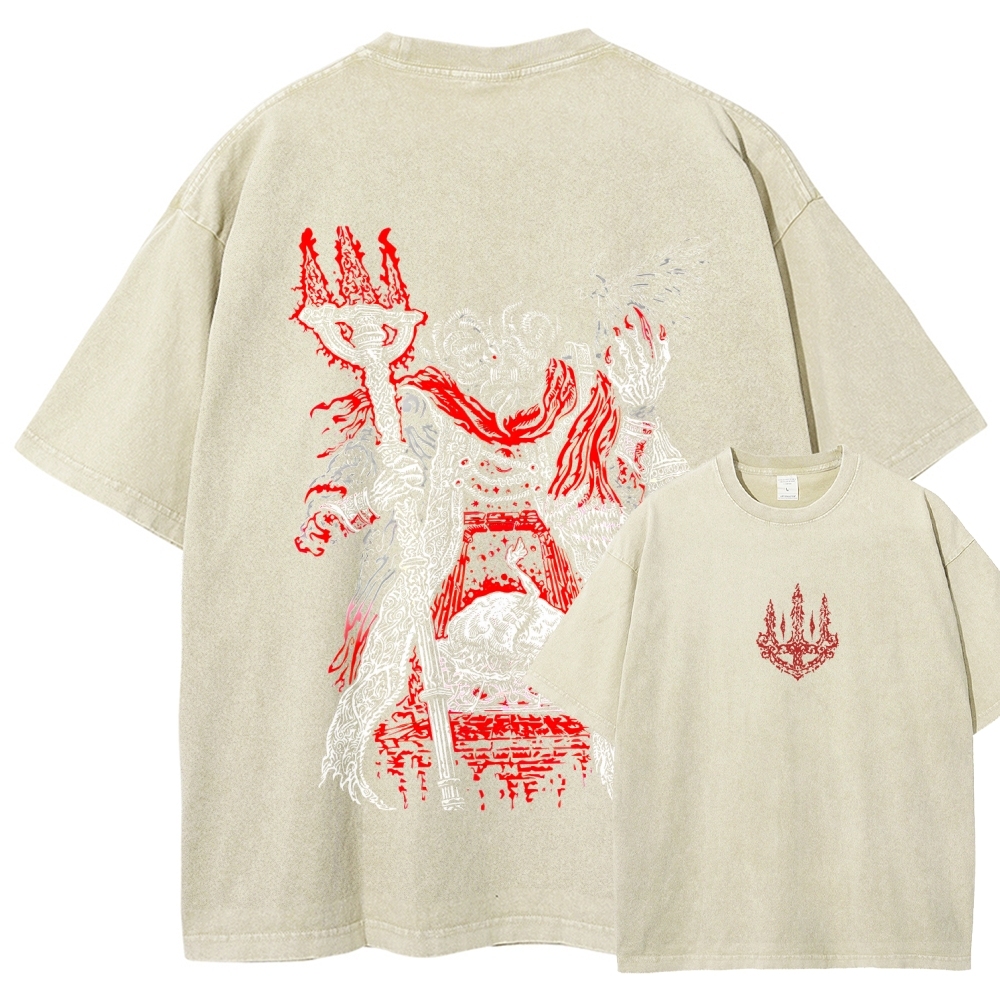 Elden Ring Mohg Lord of Blood Double Printed Unisex Acid Washed T-Shirt