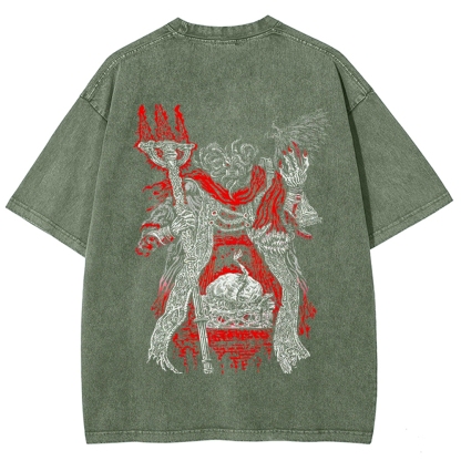 Elden Ring Mohg Lord of Blood Double Printed Unisex Acid Washed T-Shirt