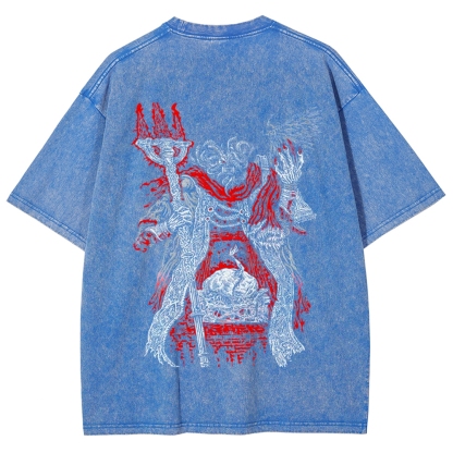 Elden Ring Mohg Lord of Blood Double Printed Unisex Acid Washed T-Shirt