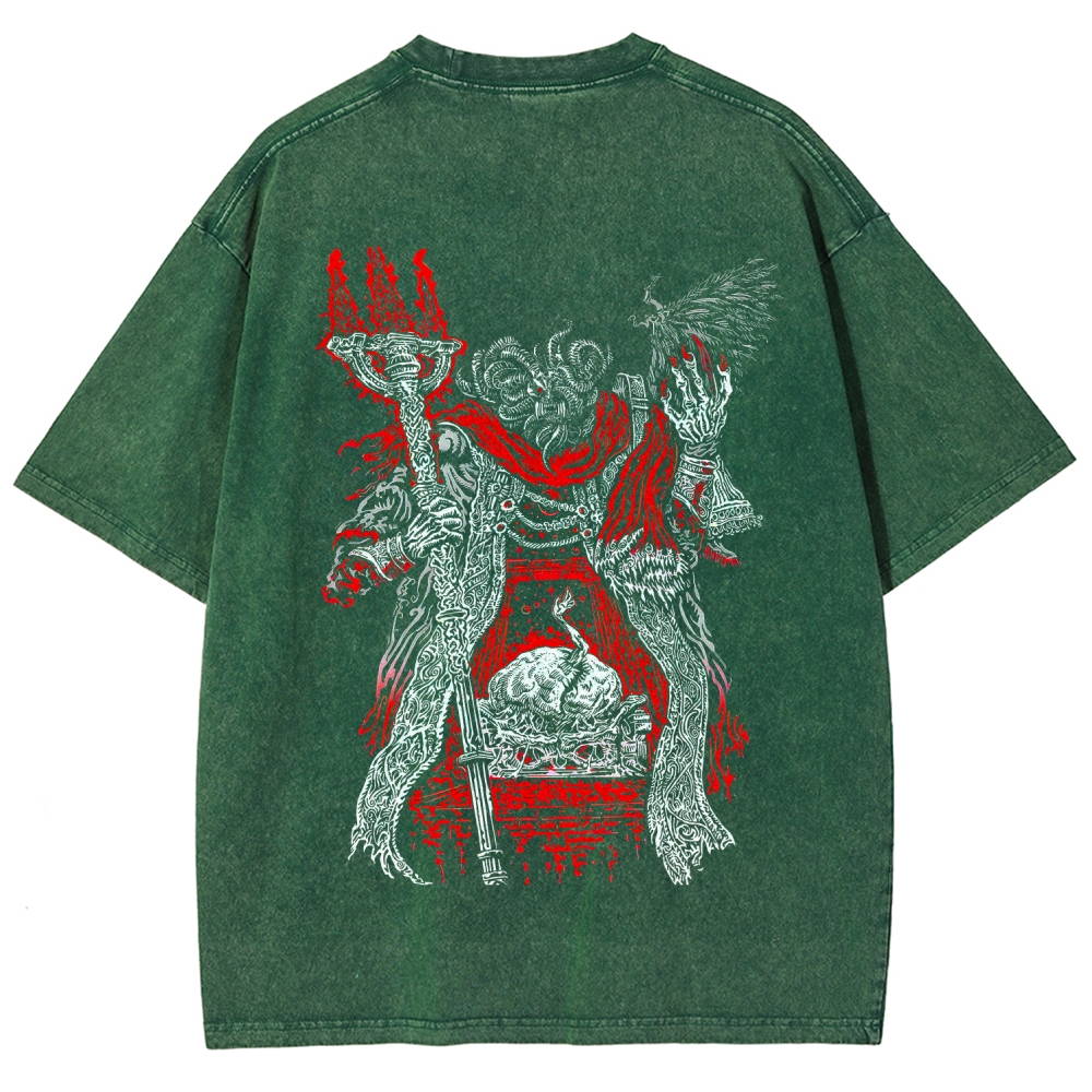 Elden Ring Mohg Lord of Blood Double Printed Unisex Acid Washed T-Shirt