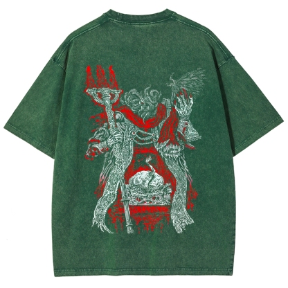 Elden Ring Mohg Lord of Blood Double Printed Unisex Acid Washed T-Shirt