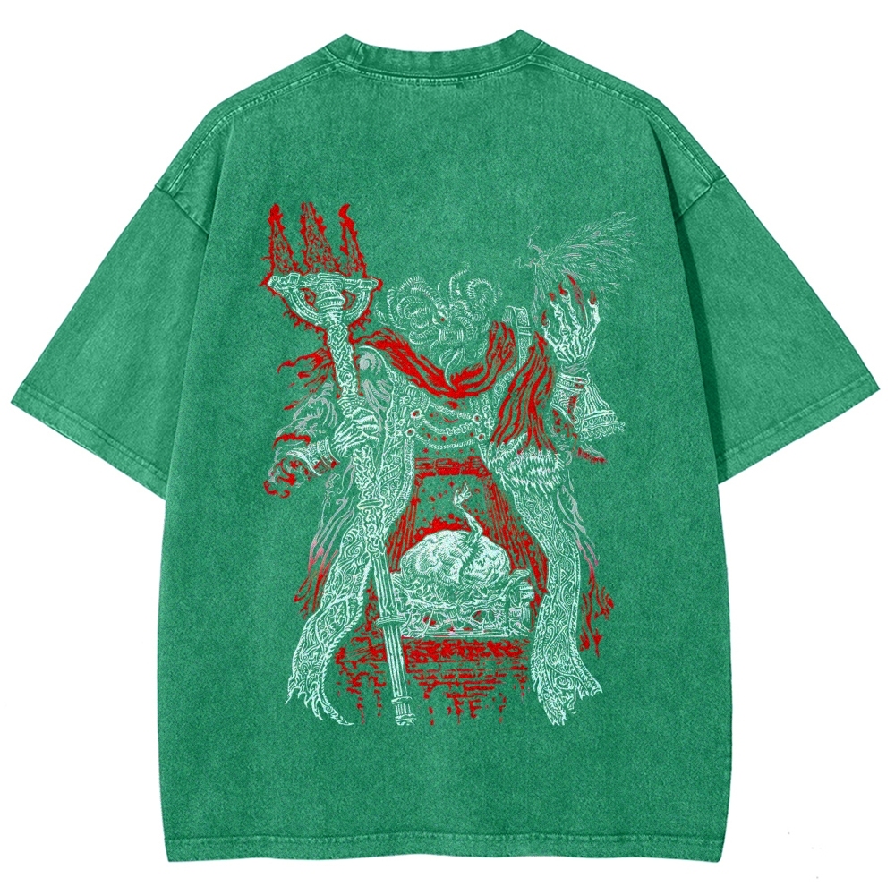 Elden Ring Mohg Lord of Blood Double Printed Unisex Acid Washed T-Shirt