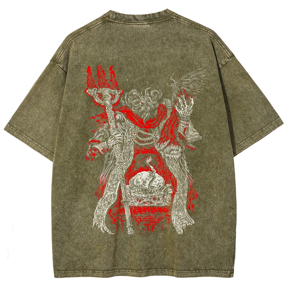 Elden Ring Mohg Lord of Blood Double Printed Unisex Acid Washed T-Shirt