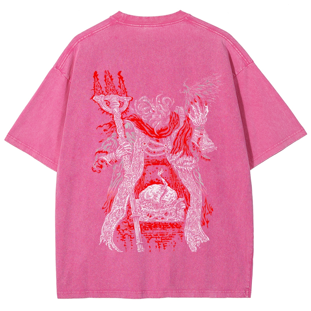 Elden Ring Mohg Lord of Blood Double Printed Unisex Acid Washed T-Shirt