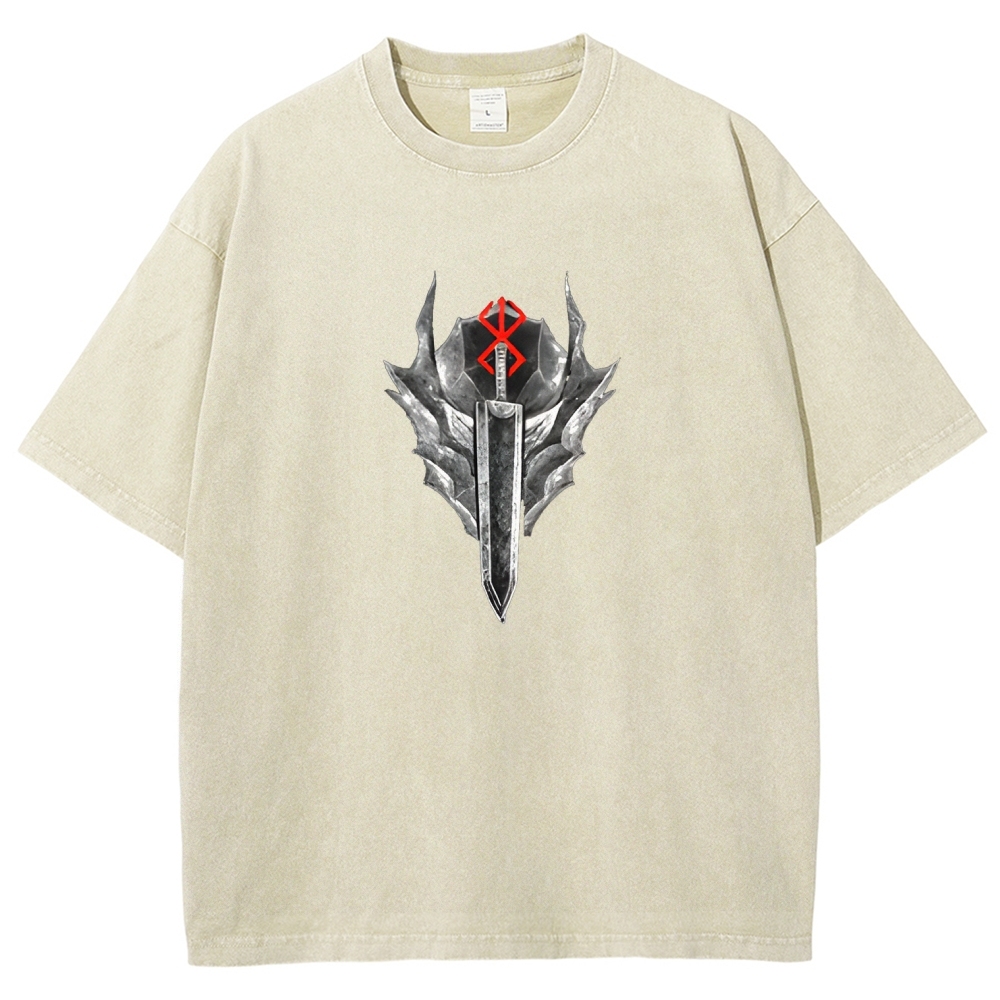 Berserk Guts Black Sword Man Vintage Washed Graphic T-Shirt