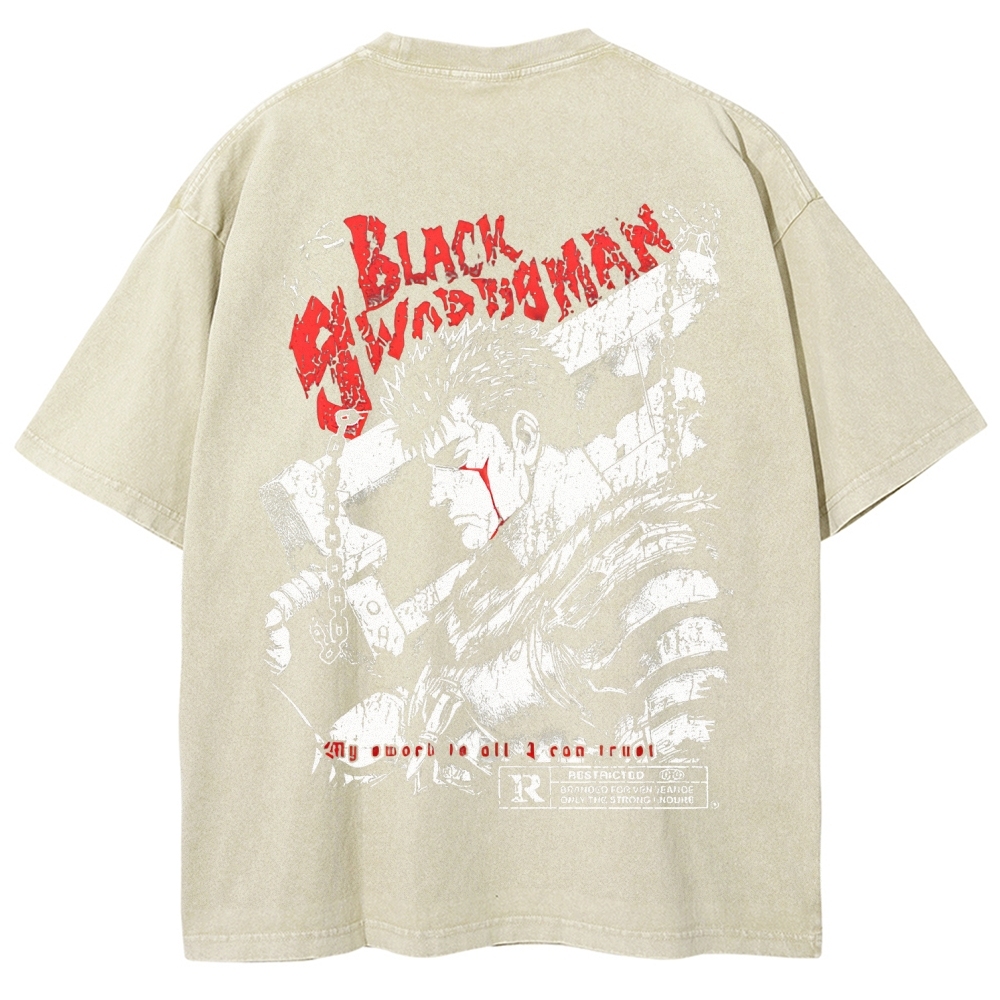 Berserk Guts Black Sword Man Vintage Washed Graphic T-Shirt