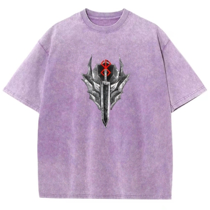 Berserk Guts Black Sword Man Vintage Washed Graphic T-Shirt