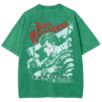 Berserk Guts Black Sword Man Vintage Washed Graphic T-Shirt