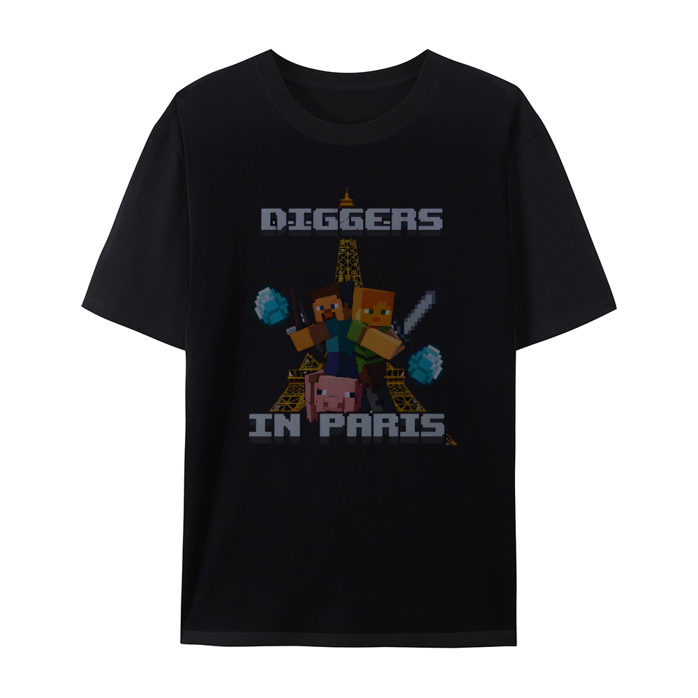 Minecraft Diggers In Paris Funny Shirt Featuring Hilarious Meme and Parody Design