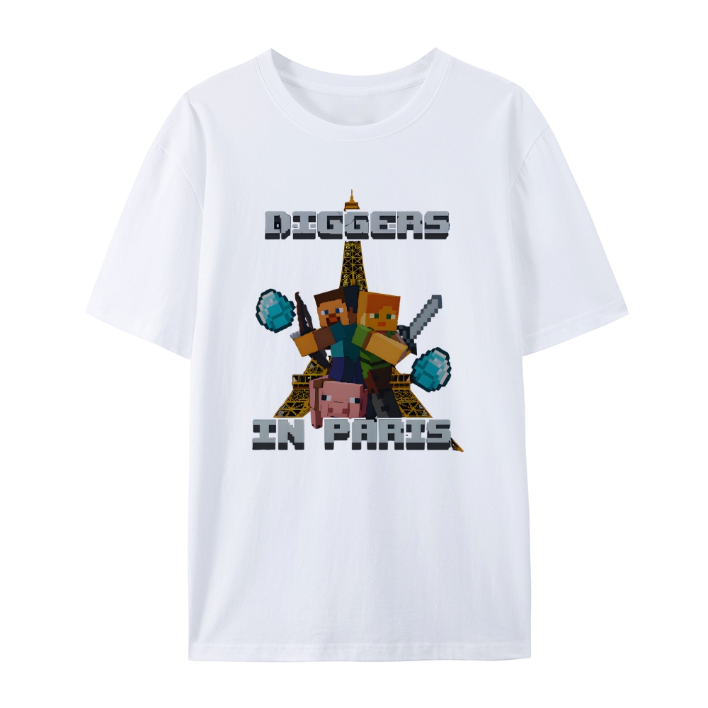 Minecraft Diggers In Paris Funny Shirt Featuring Hilarious Meme and Parody Design