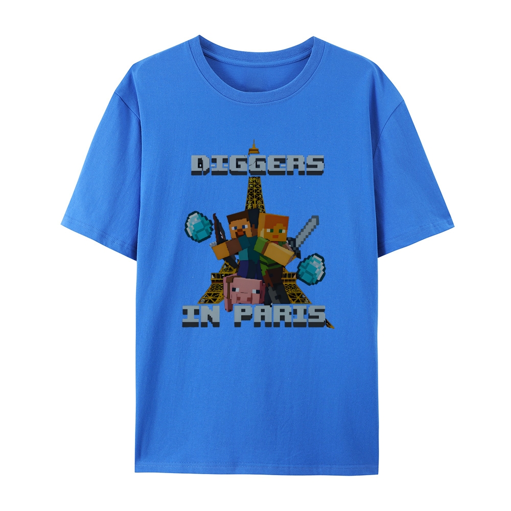Minecraft Diggers In Paris Funny Shirt Featuring Hilarious Meme and Parody Design