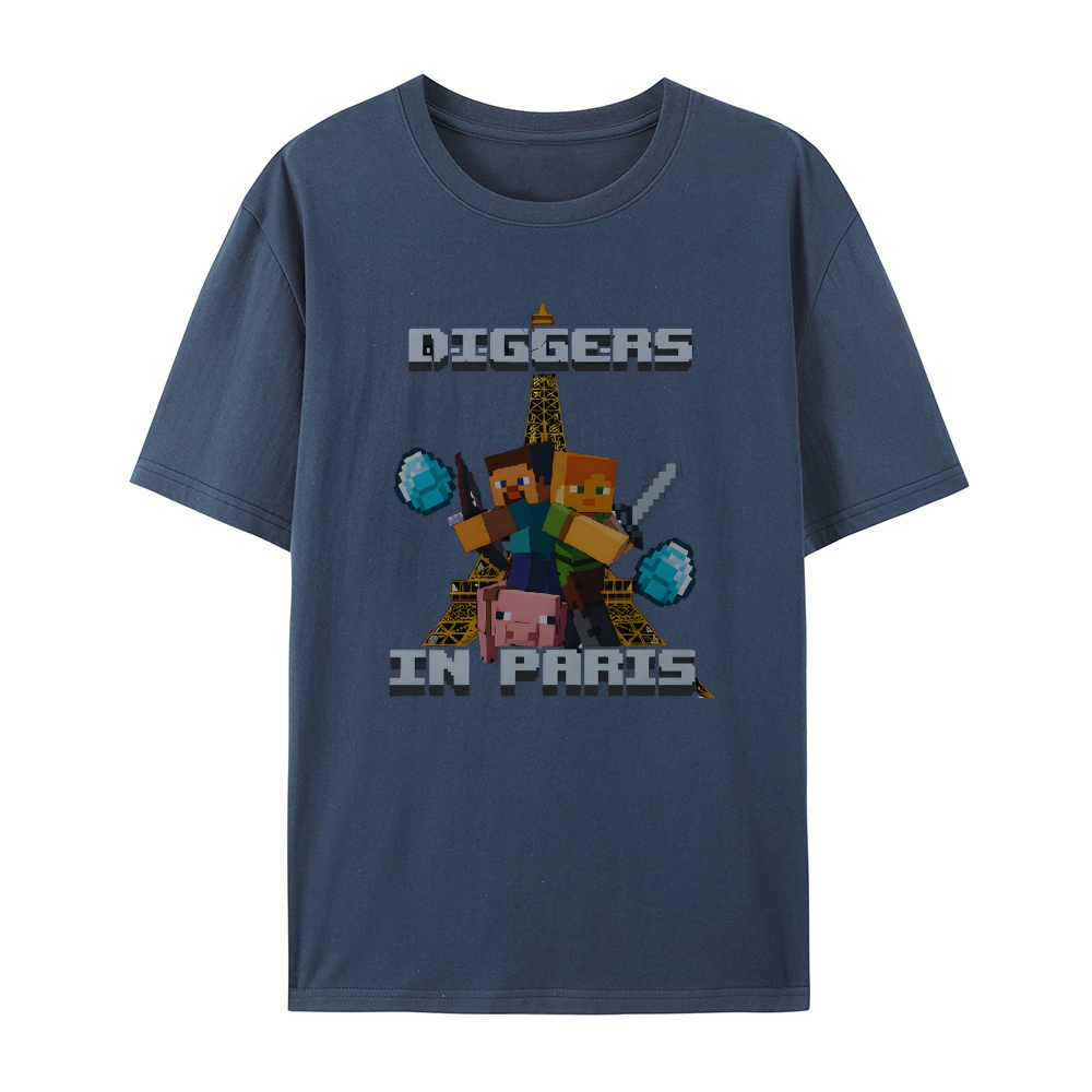 Minecraft Diggers In Paris Funny Shirt Featuring Hilarious Meme and Parody Design