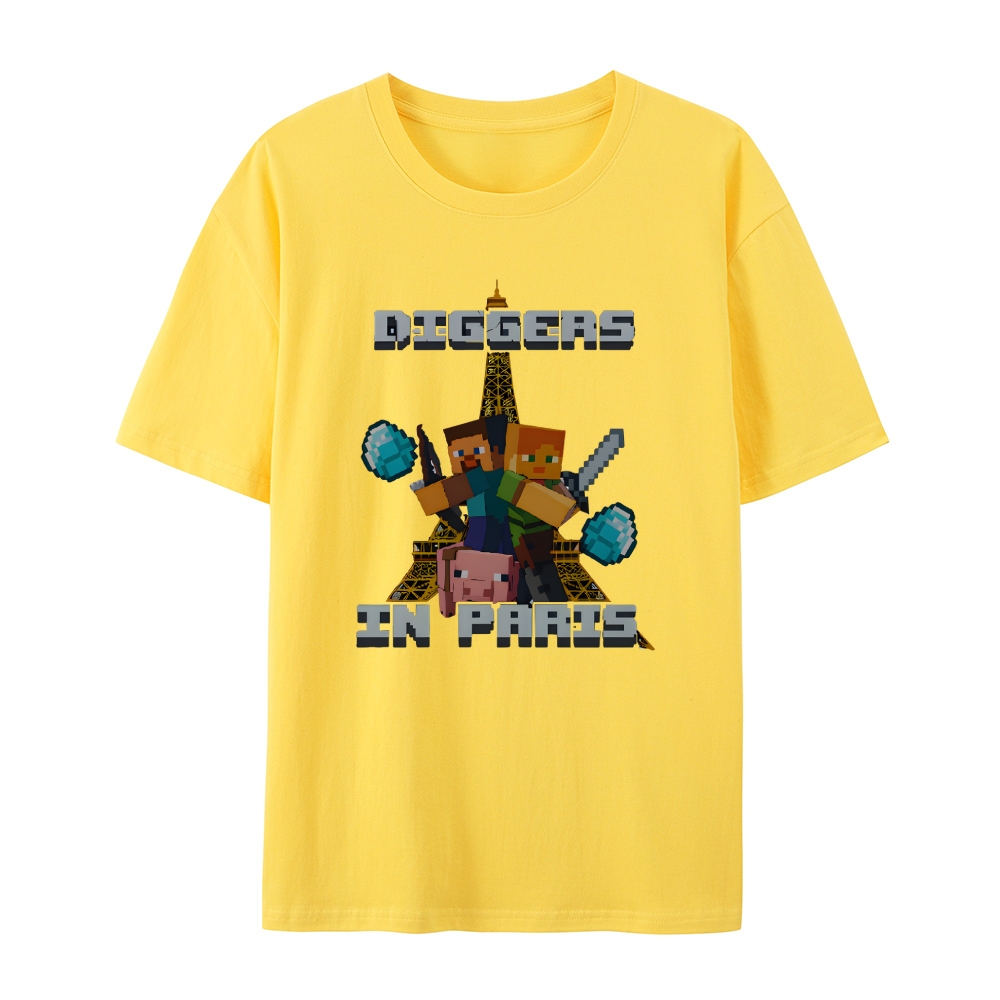 Minecraft Diggers In Paris Funny Shirt Featuring Hilarious Meme and Parody Design