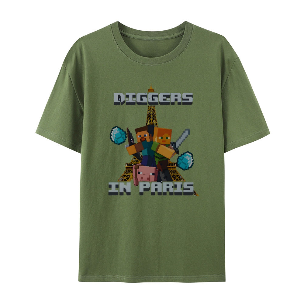 Minecraft Diggers In Paris Funny Shirt Featuring Hilarious Meme and Parody Design