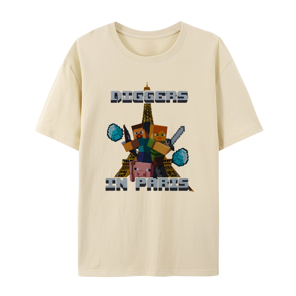 Minecraft Diggers In Paris Funny Shirt Featuring Hilarious Meme and Parody Design