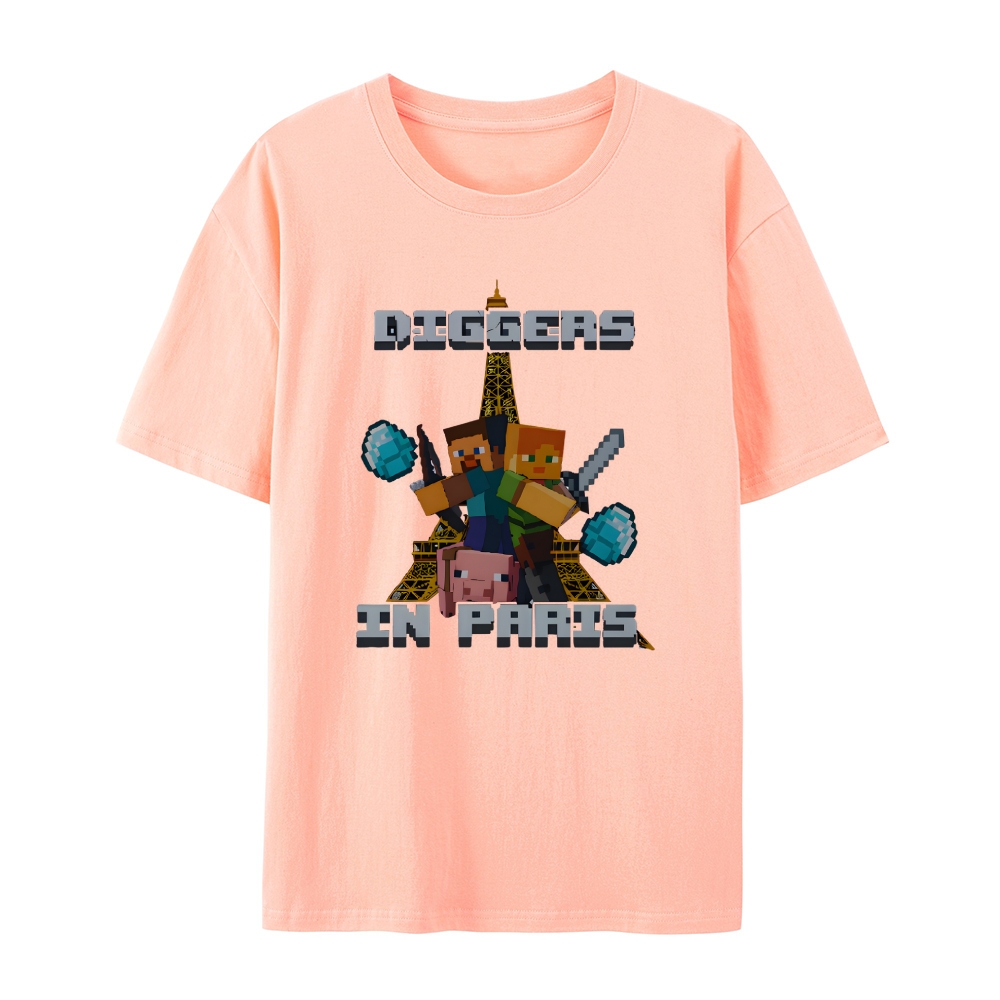 Minecraft Diggers In Paris Funny Shirt Featuring Hilarious Meme and Parody Design