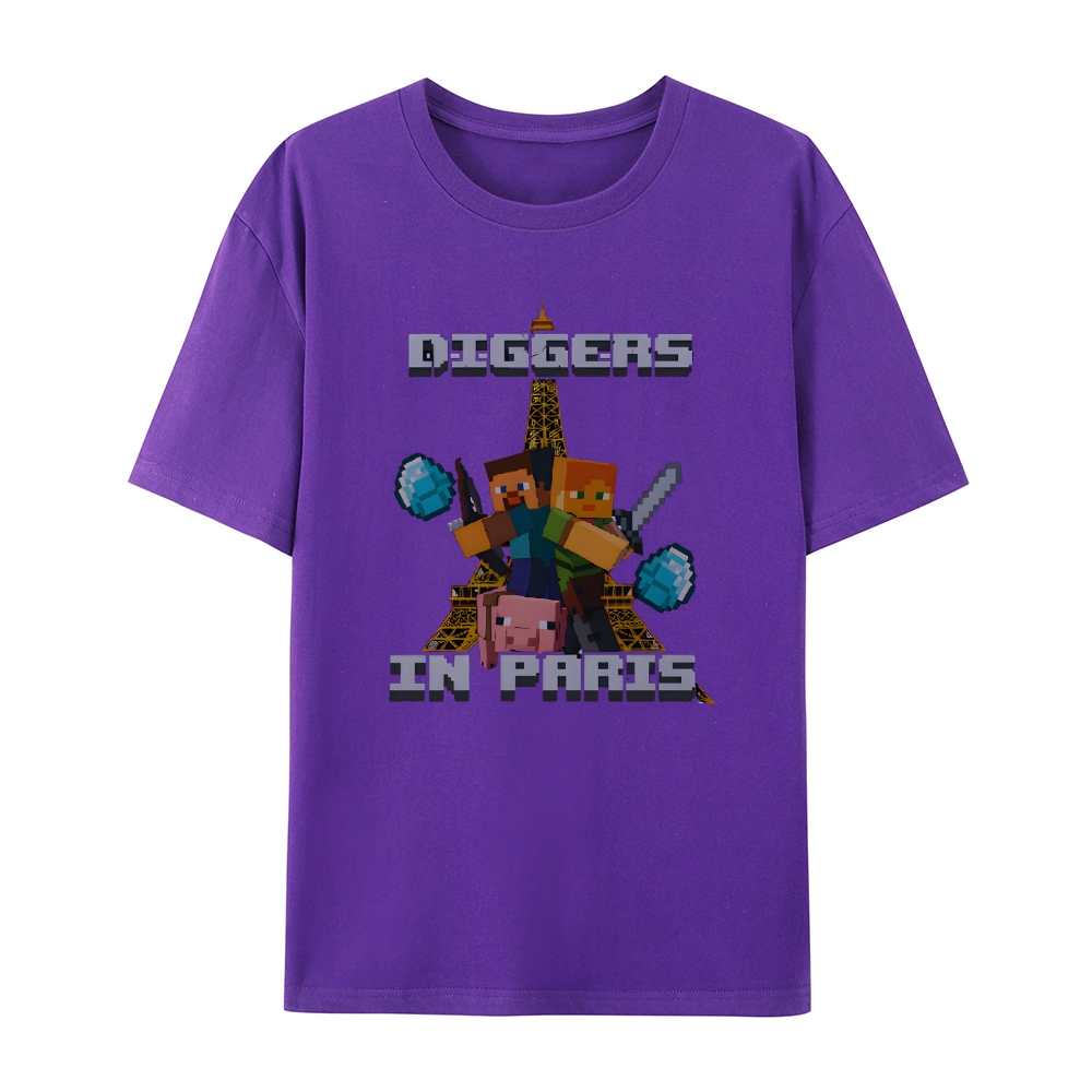 Minecraft Diggers In Paris Funny Shirt Featuring Hilarious Meme and Parody Design