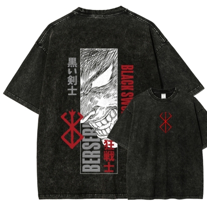 Berserk Anime Acid Washed Oversize T-Shirt