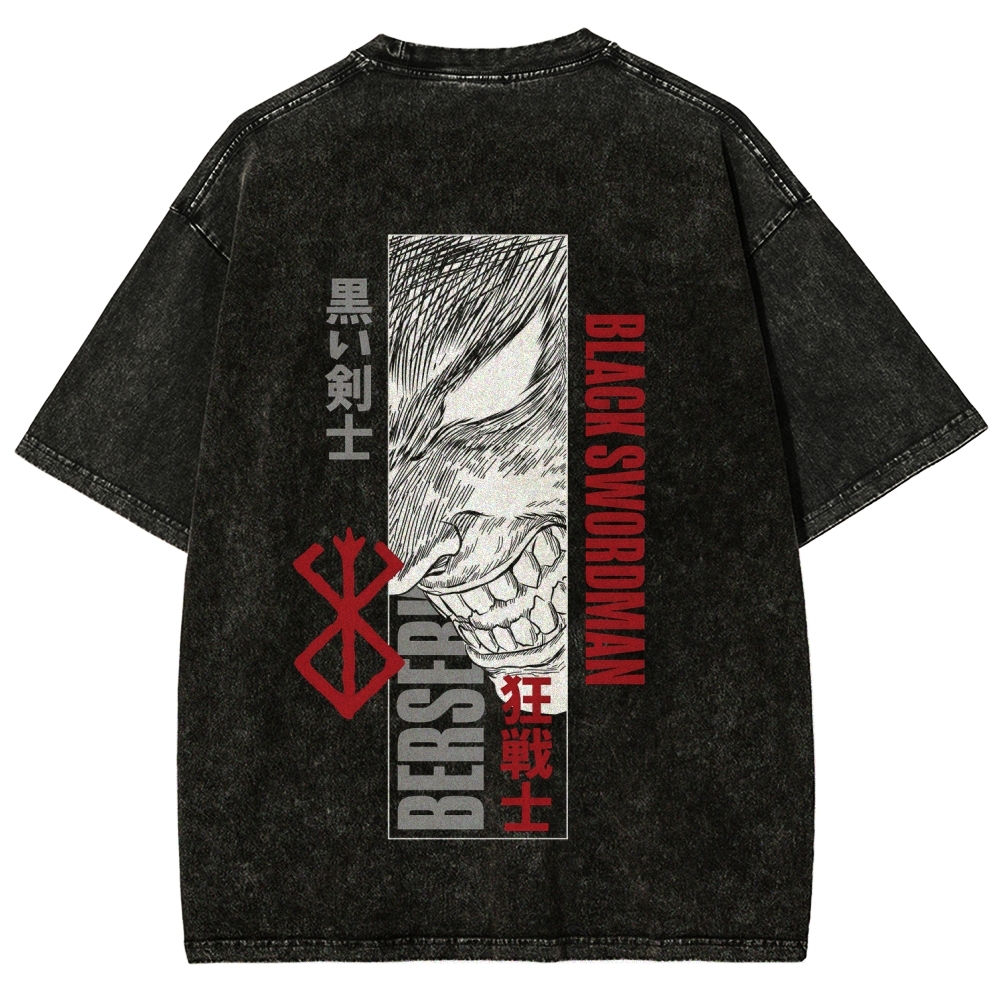 Berserk Anime Acid Washed Oversize T-Shirt