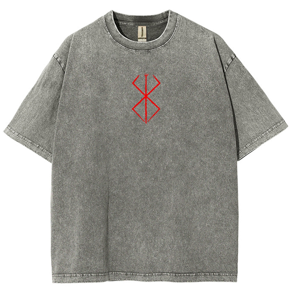 Berserk Anime Acid Washed Oversize T-Shirt