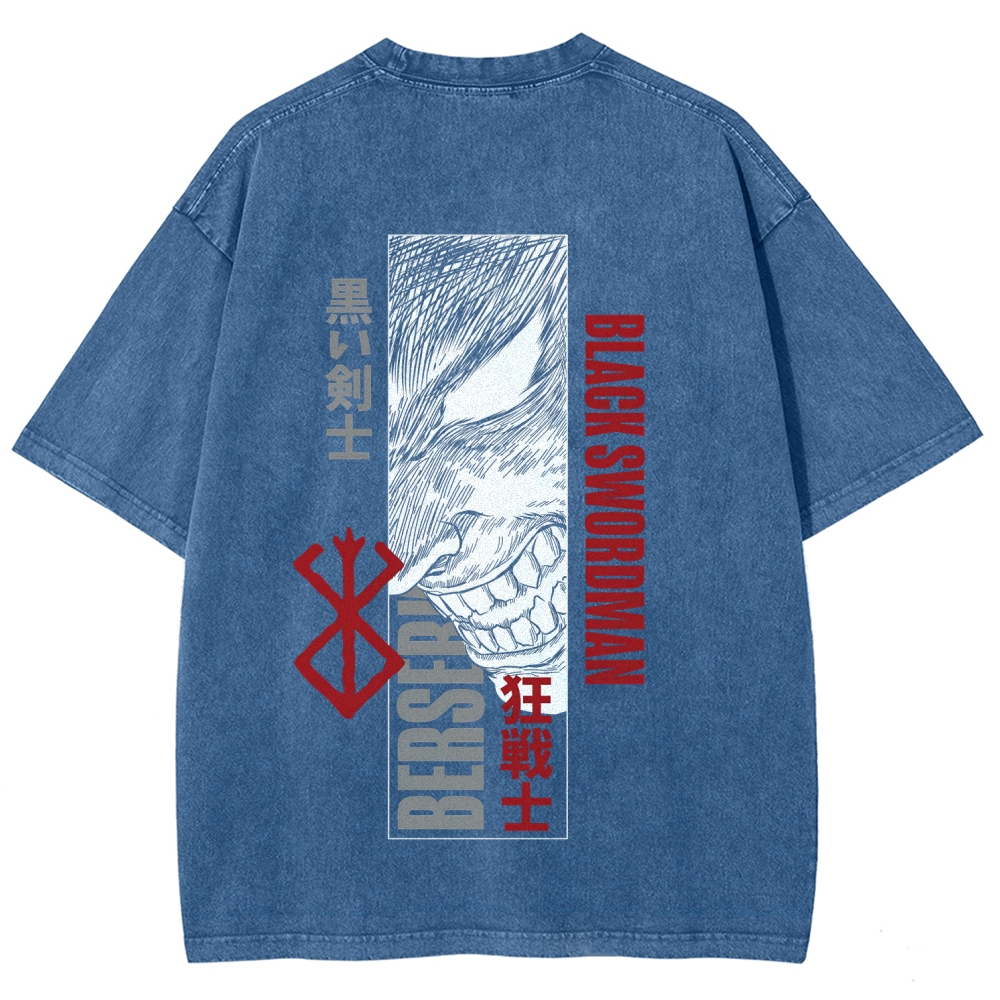 Berserk Anime Acid Washed Oversize T-Shirt