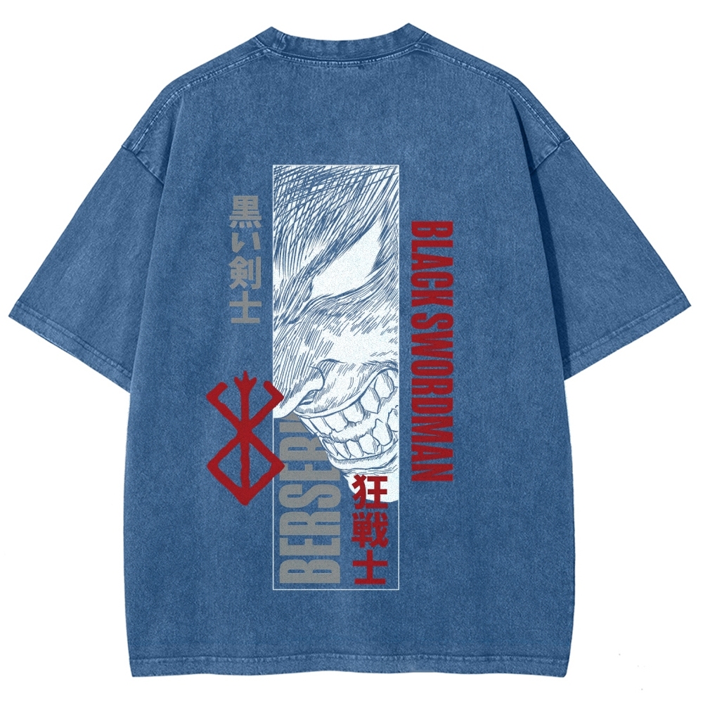 Berserk Anime Acid Washed Oversize T-Shirt