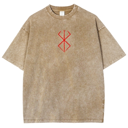 Berserk Anime Acid Washed Oversize T-Shirt