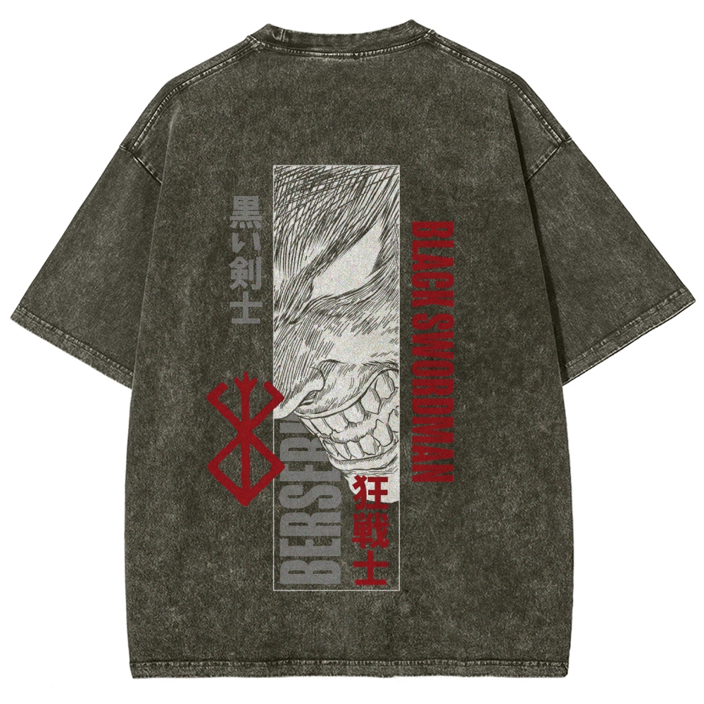 Berserk Anime Acid Washed Oversize T-Shirt