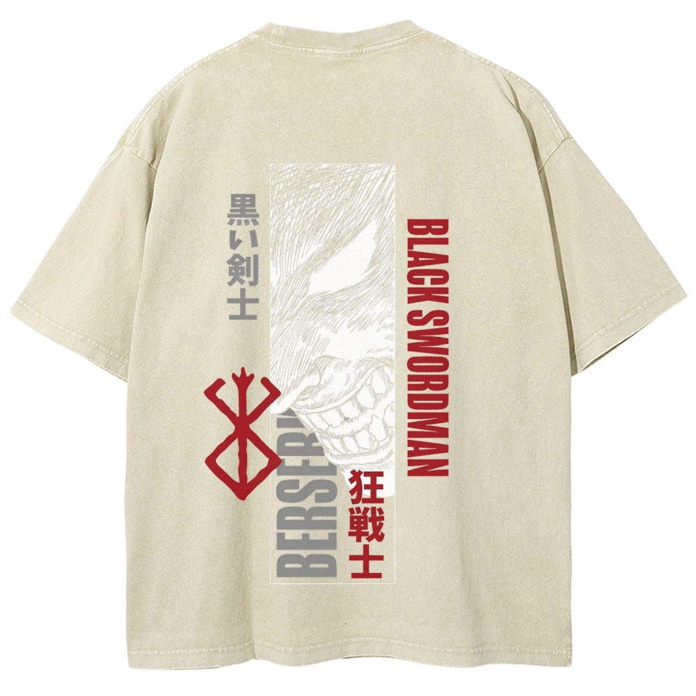 Berserk Anime Acid Washed Oversize T-Shirt