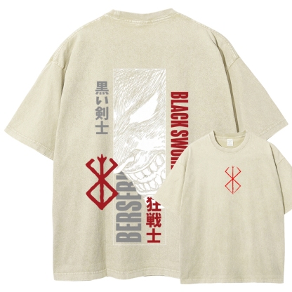 Berserk Anime Acid Washed Oversize T-Shirt