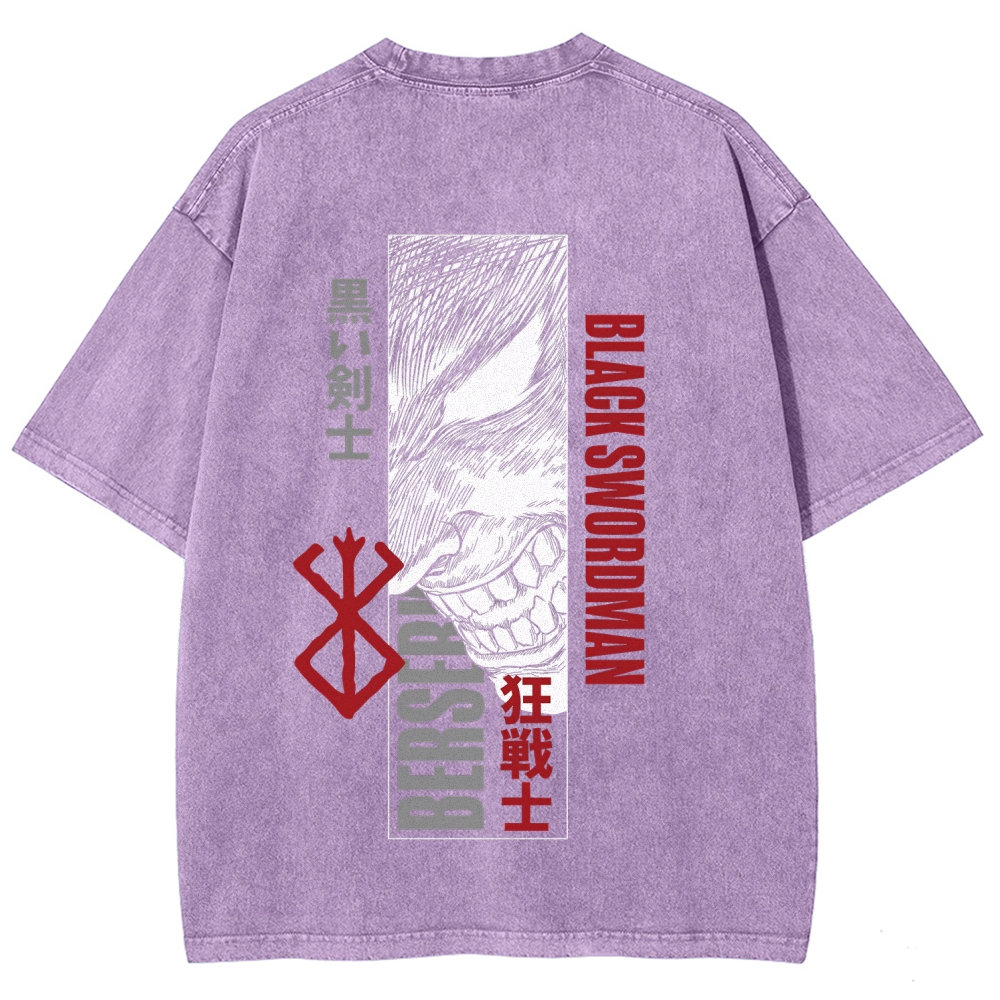 Berserk Anime Acid Washed Oversize T-Shirt