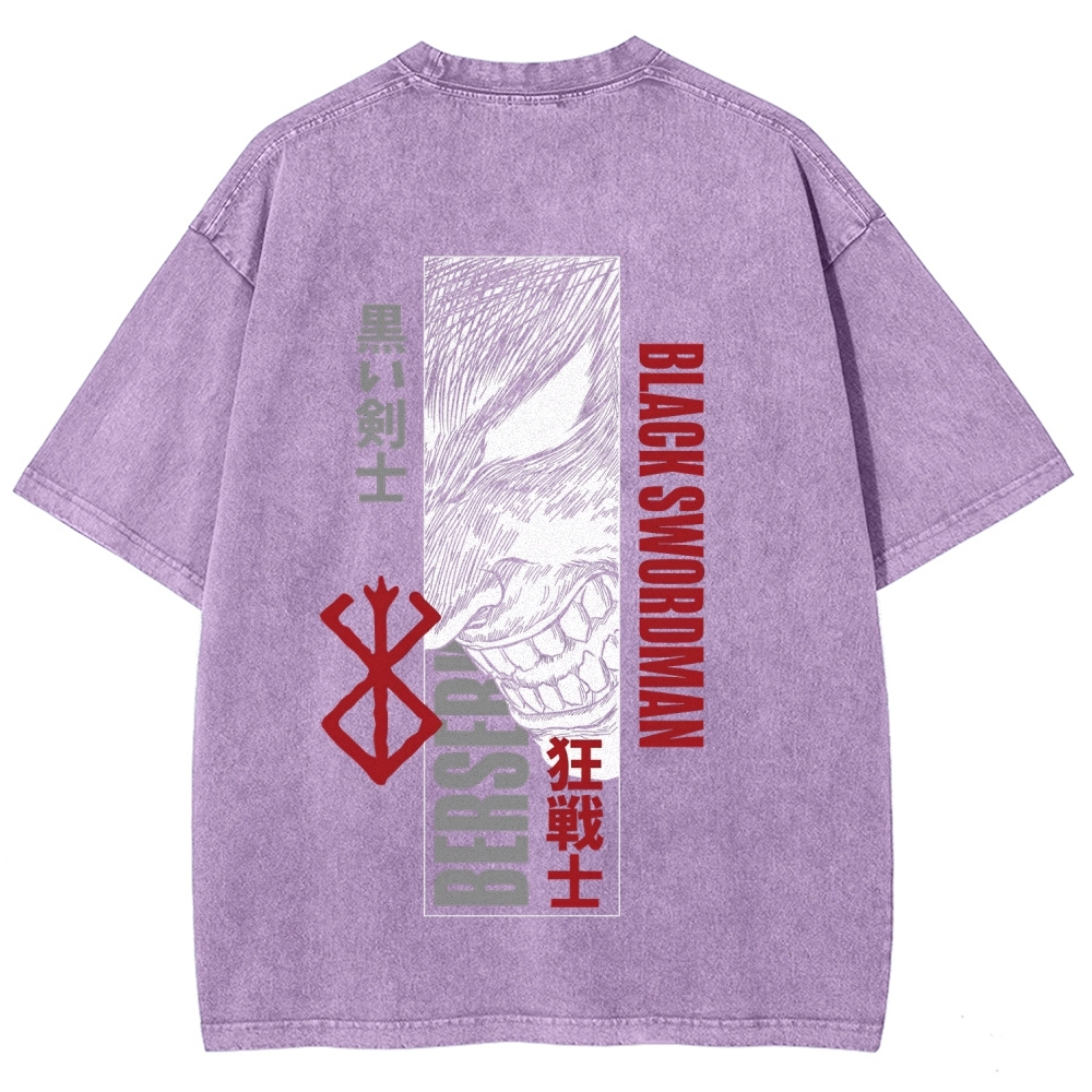 Berserk Anime Acid Washed Oversize T-Shirt